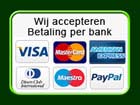 betalings mogelijkheden, visa, mastercard, paypal. wij accepteren bank overschrijving