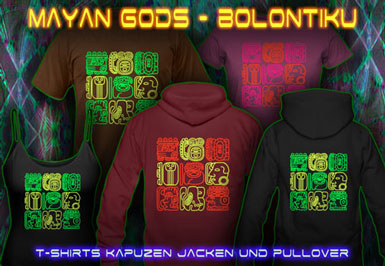 Bolontiku Tiki T-Shirts und Kapuzenpullover mit Schwarzlicht Neon Farben Druck