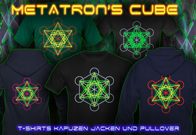 Metatron Cube T-Shirts und Kapuzenpullover mit Schwarzlicht Neon Farbdruck