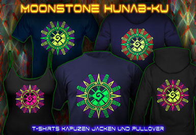 Moonstone T-Shirts and hoodies with a black-light reactive neon color print