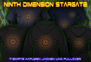 Ninth Dimension Stargate T-Shirts und Kapuzenpullover mit Schwarzlicht Neon Farbdruck