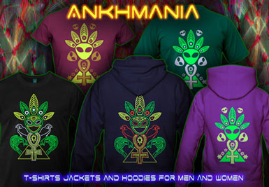 Ankhmania Ankh Pyramid t-skjorte og hettegenser med svart lys reaktive neon farge