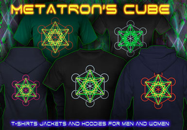 Metatron Cube t-skjorte og hettegenser med svart lys reaktive neon farge