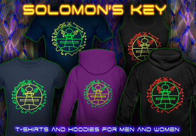 Solomon's Key t-skjorte og hettegenser med svart lys reaktive neon farge