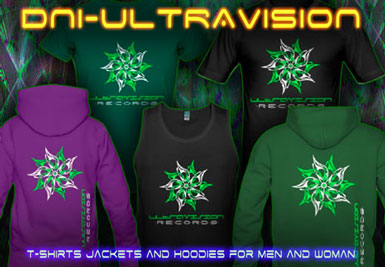 DNI-Ultravision T-Shirts and hoodies with a black-light reactive neon color print