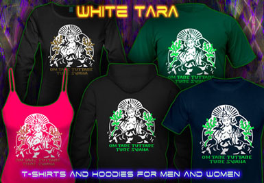 Tara Samaya T-Shirts and hoodies with a black-light reactive neon color print