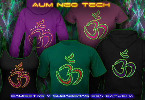 Aum Neo Camisetas y sudaderas con capucha con negro-luz colores de neón reactivo