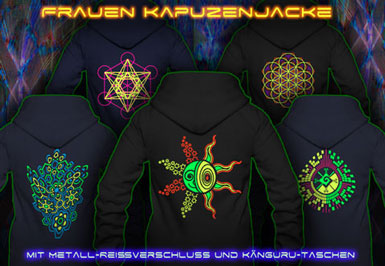 psywear604 Schwarzlicht Kleidung | Kapuzen Jacken für Frauen