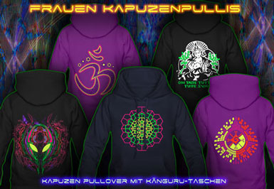 psywear604 Schwarzlicht Kleidung | Kapuzenpullover für Frauen